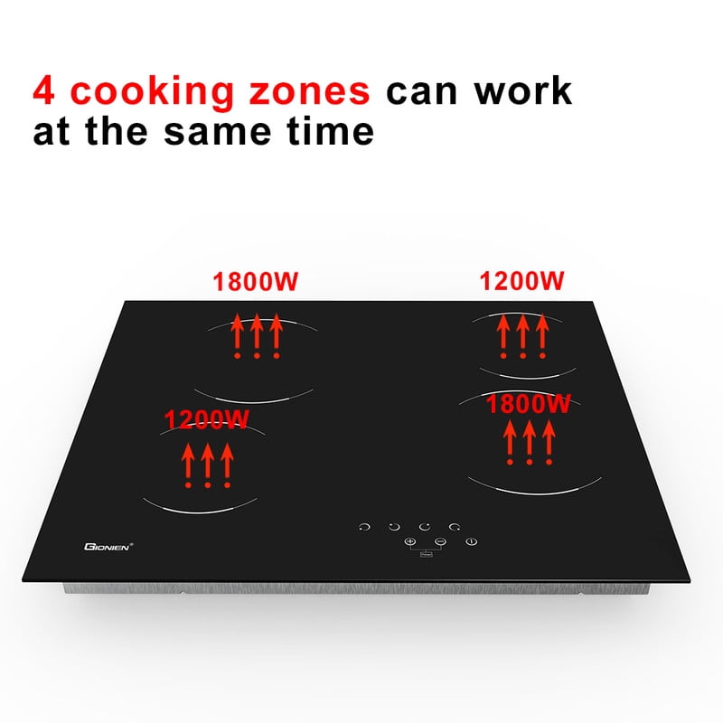 GT 24 in. 4 Elements Radiant Electric Cooktop with Flexible Ring, 6000W Built in Electric Stove, Touch Panel