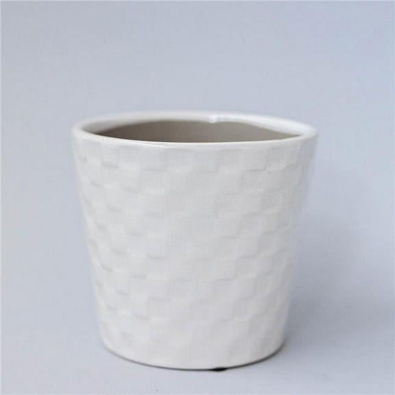 MDR Trading Inc. FP-ECX-100_Q01 White On White Weave Pattern Planter