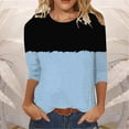 thumbnail image 2 of GigrtiJin Womens 3/4 Sleeves Shirts Fall Round Neck Casual Colorblock Pullover Tops Fashion Loose Comfy Blouse, 2 of 3