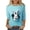 Easter Day Womens Tops - A02 Light Blue, variant on Women's Plus Size Easter Bunny Egg Print T-Shirt Cute Rabbit Colorful Butterfly Pattern 3/4 Sleeve Spring Holiday Casual Celebration Top