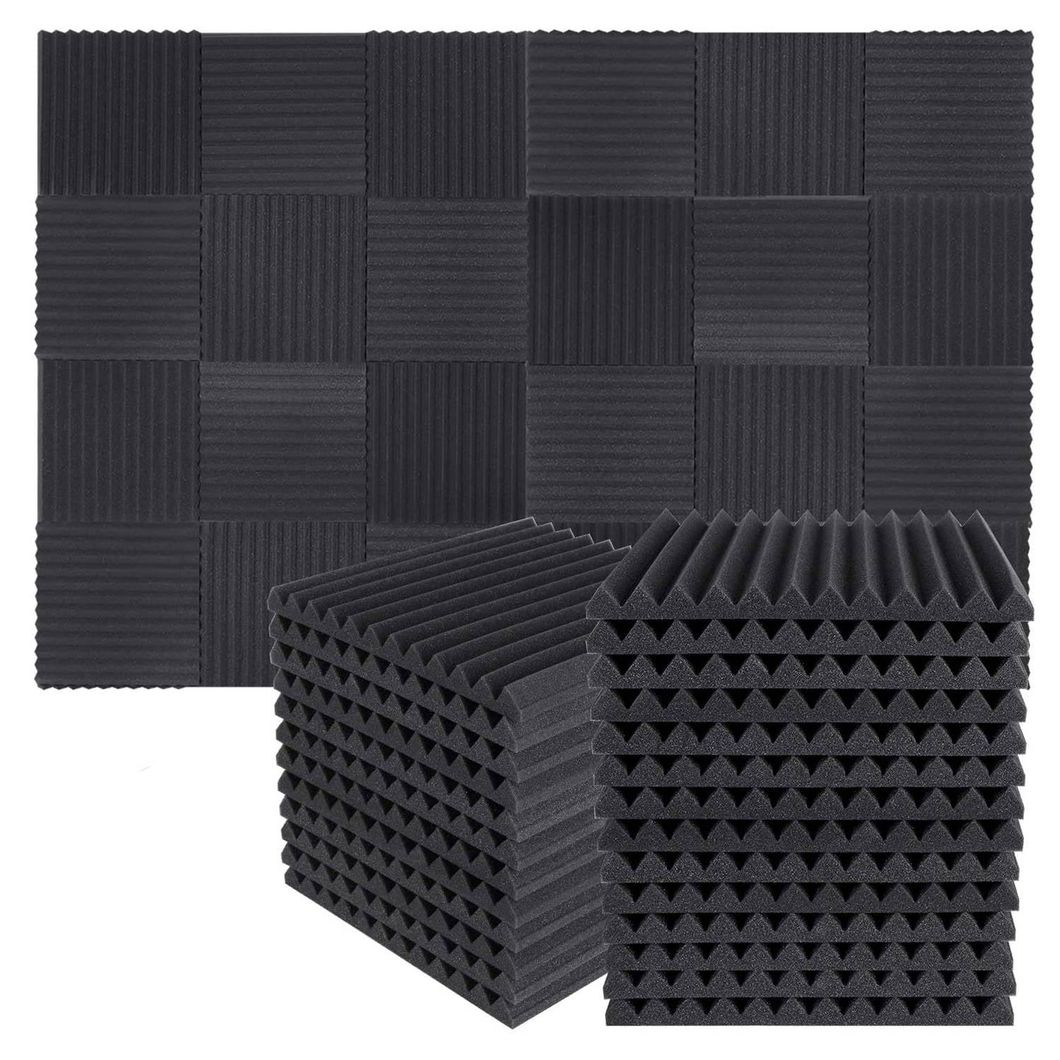 50Pcs Acoustic Soundproof Foam Sound Absorbing Panels,1X12X12Inch