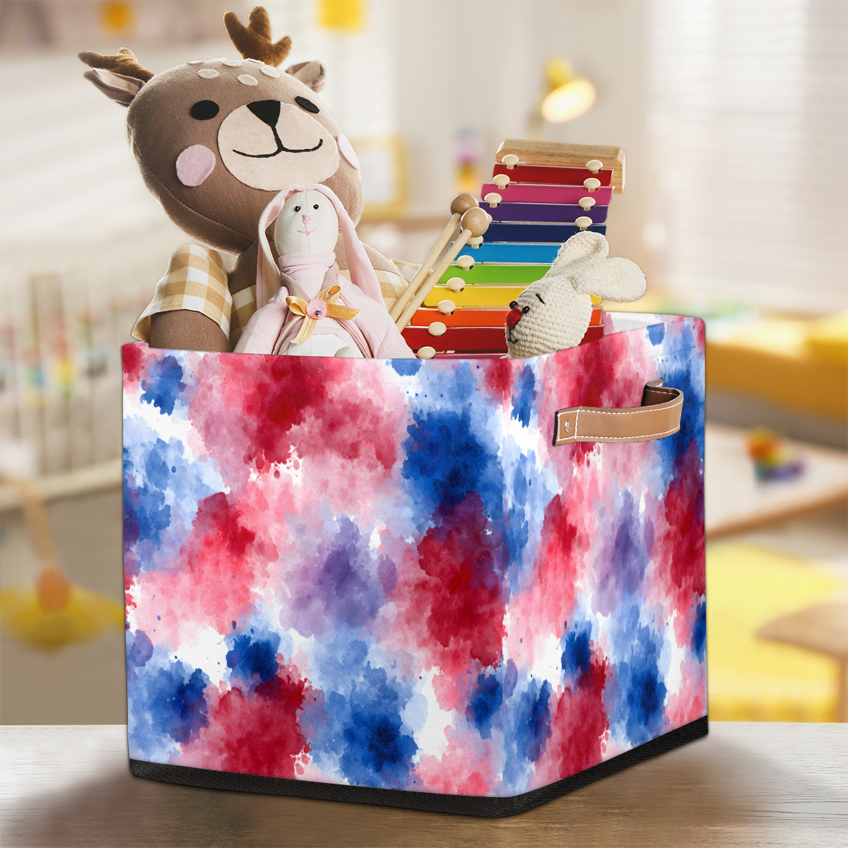 CURLYOOT Tie Dye Themed Cube Storage Bin, 13 x 13 x 13 Storage Cube Bins for Organizing, Fabric Foldable Closet Baskets with Handles for Closet, Shelves, Clothes