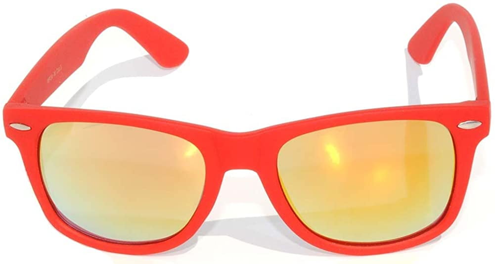 Retro Sunglasses Matte-Red Frame Mirror Lens