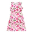 thumbnail image 3 of Abomasnow Toddler Girls Summer Dresses Boho Floral Print Sleeveless Tutu Dress A Line Crew Neck Swing Flowy Midi Dress 4-14 Years, 3 of 7