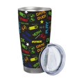 thumbnail image 2 of Cauagu Pixel Game Pattern 20oz Tumbler,Stainless Steel Vacuum Insulated Tumbler with Lid Insulated Coffee Mug Thermal Cup with Splash Proof Sliding Lid-Straw Three-piece Set, 2 of 8