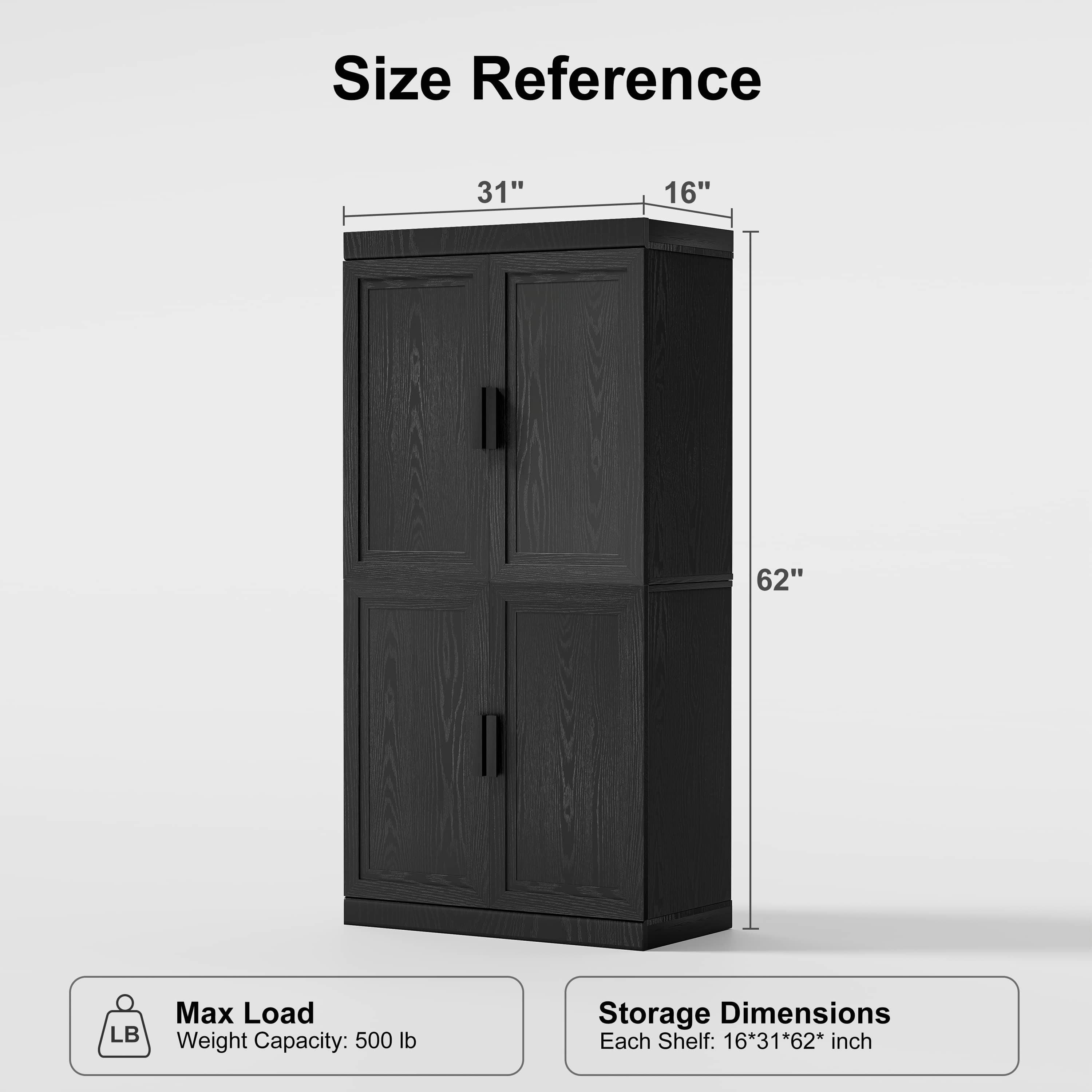 MAYEERTY 31"x31"x16" Storage Cabinet Wood Accent Cabinet for Living Room, Black