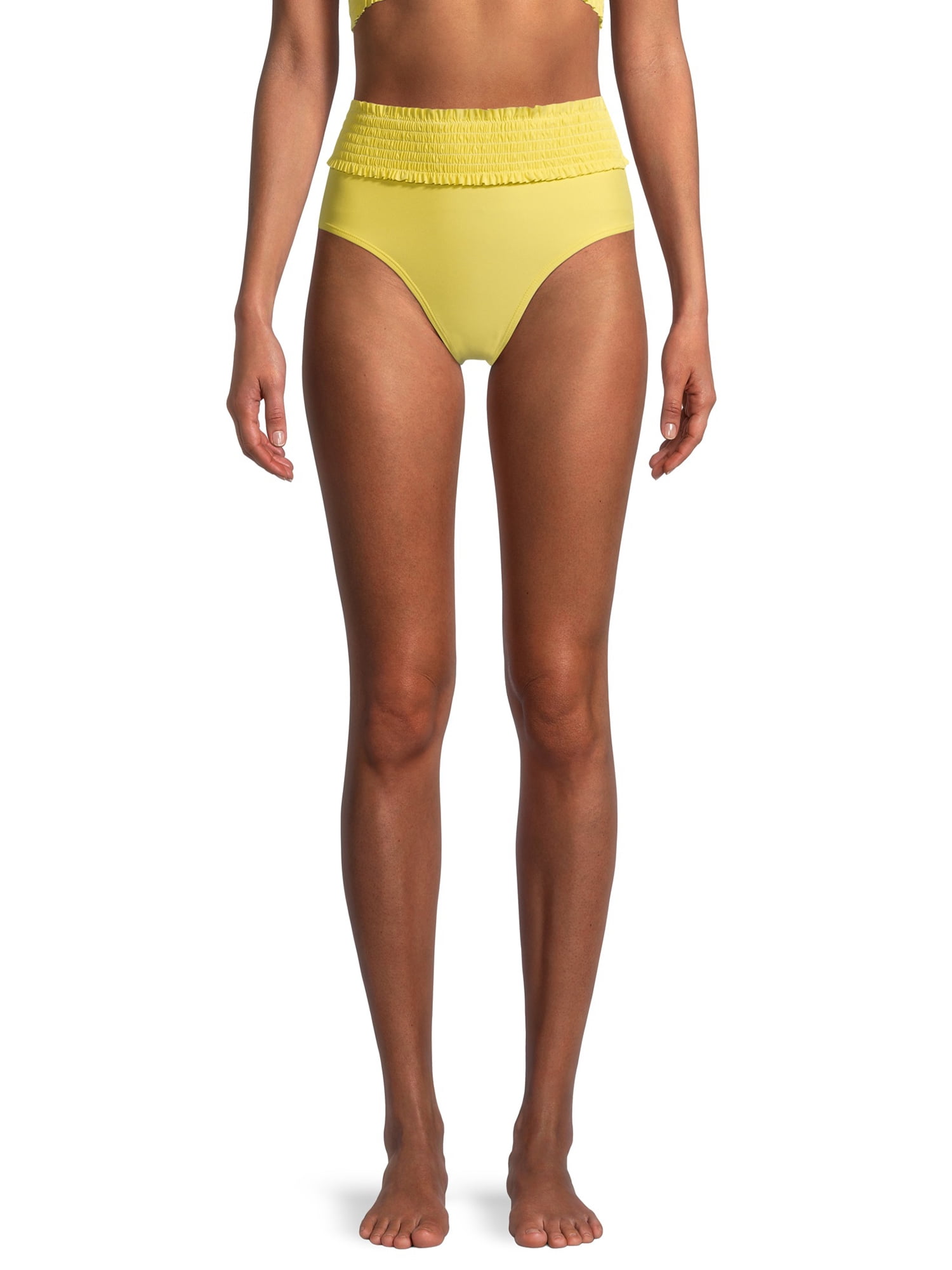 high waisted yellow swim bottoms