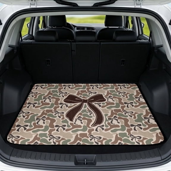 KUIFORTI Camo Bow Trunk Liners for Cars 29" x 39" Scratch-Proof Washable Practical Auto Interior Accessories Cargo Mat Rear Trunk Line Durable for Sedans, SUVs, Trucks