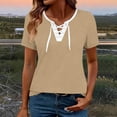 thumbnail image 2 of Kezqiaxn Cute Tops for Women Summer Drewstring Short Sleeve V-Neck Business Work Blouses Plus Size Fashion, 2 of 5