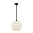 thumbnail image 3 of JONATHAN Y Lacey 12" 1-Light Bohemian Minimalist Iron/Rope Woven Globe LED Pendant, White/Black, 3 of 11