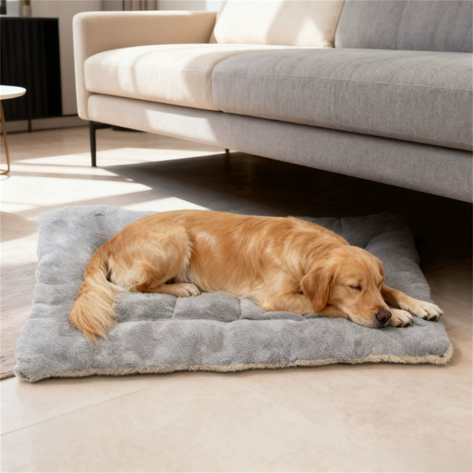 Dog Bed Large, Warm Dog Bed for Winter, 24X47 In, Plush Dog Bed, Dog Mat Bed, Crate Fitting, Pet Mat, Gray, 1 Pc, Insulated Sleeping Pad