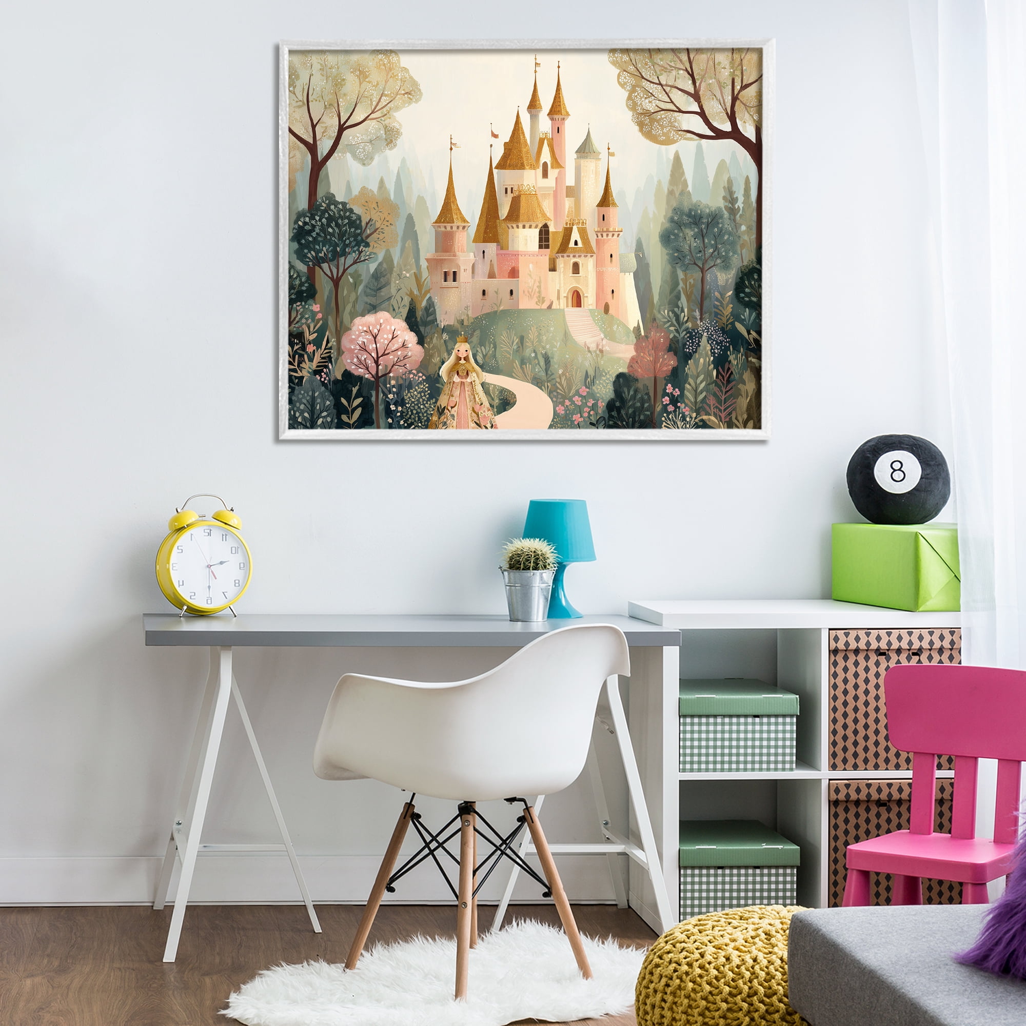 Stupell Industries Whimsical Castle Path White Framed Giclee Art, design by Christine Simpson Art