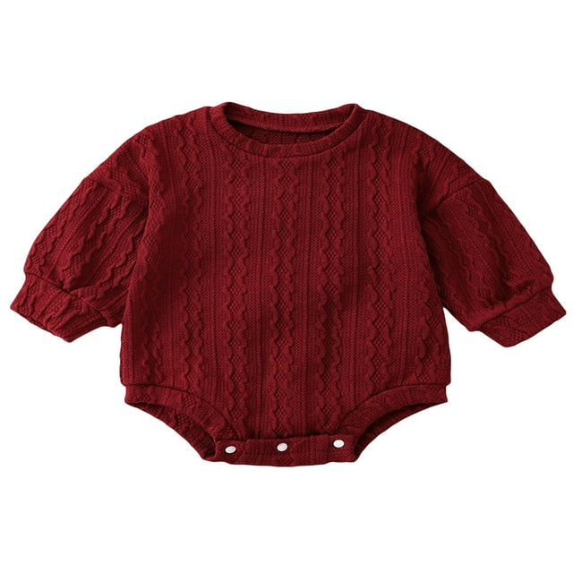 Barboteuse pour Bébé Manches Longues Justaucorps Tricoté Automne Hiver Hauts Chauds