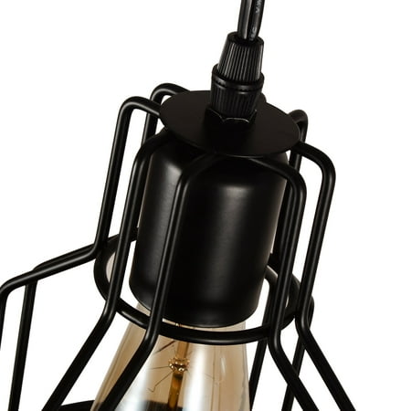 HMVPL Industrial Pendant Light with 16.4 Ft Plug in Cord and On/Off Dimmer Switch, Vintage Cage Swag Hanging Ceiling Lamps for Kitchen Island Dining Room or Living Room, Painted Finish