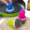 thumbnail image 2 of Clean Brush Stainless Steel Comfortable Grip Scrubber Decontamination Handheld Cleaning Tools Pot Dish Bowl Pan Stove Desktop Type2, 2 of 7
