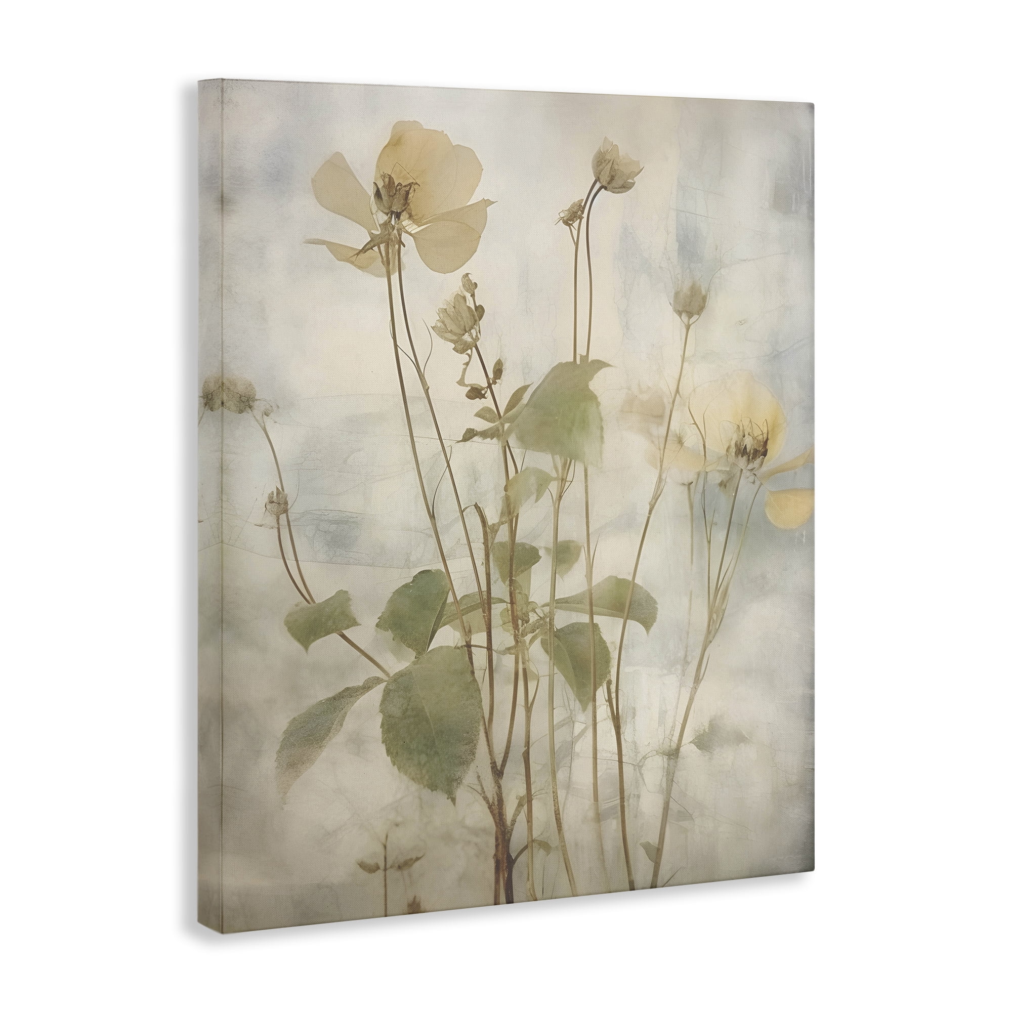 Stupell Industries Soft Botanicals Pattern Plants & Flowers Painting Wrapped Canvas Art Print Wall Art, 30 x 40