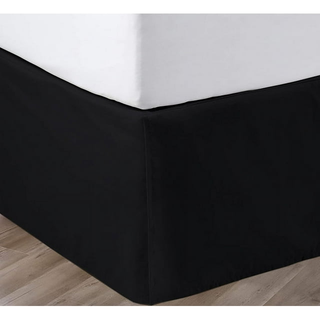 SGI Bedding 12 Inch Pleated Bed Skirt | Microfiber Bed Skirt | Fade Resistant, Wrinkle Free, Anti-static, Decorative, Extra Storage Space, Clutter-Free | California King, Black