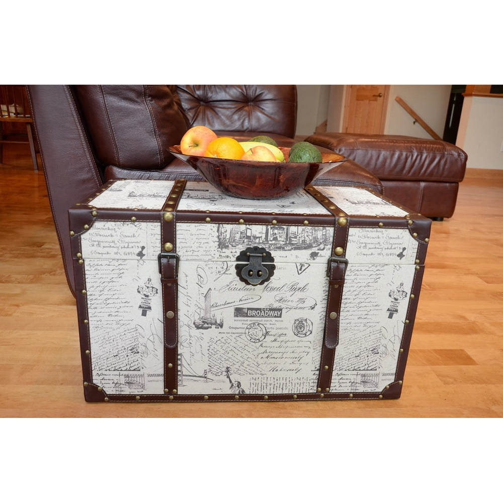 Styled Shopping Ancient City Medium Wood Storage Trunk Wooden Treasure Chest