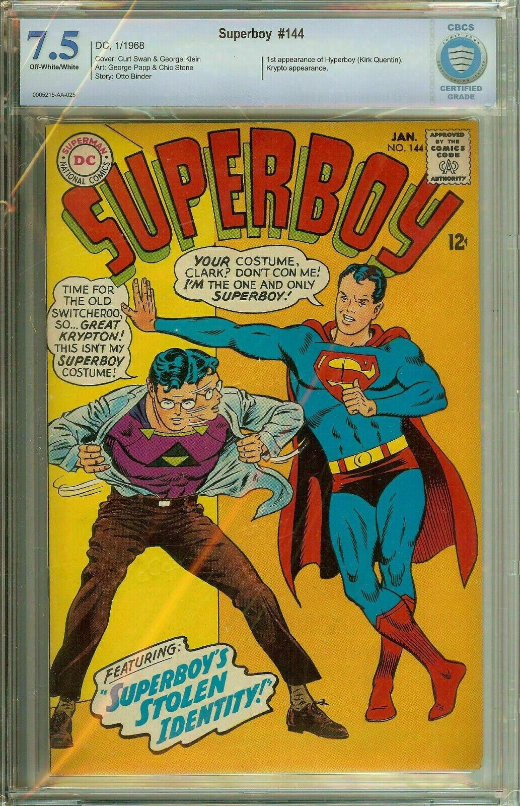 Superboy #144 SuperMan Silver Age CBCS 7.5