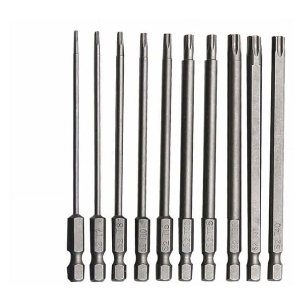 10 PCS Punta Torx larga Acero de aleación de cromo vanadio Juego de puntas de destornillador de 100 mm de largo a prueba de herrumbre para destornillador Taladro eléctrico Mantenimiento de maquinaria