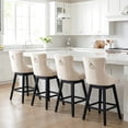 thumbnail image 3 of TEWLOSS 30" Swivel Bar Stools Set of 4, Beige Velvet Bar Height Chairs with Back for Home Pub, 3 of 9