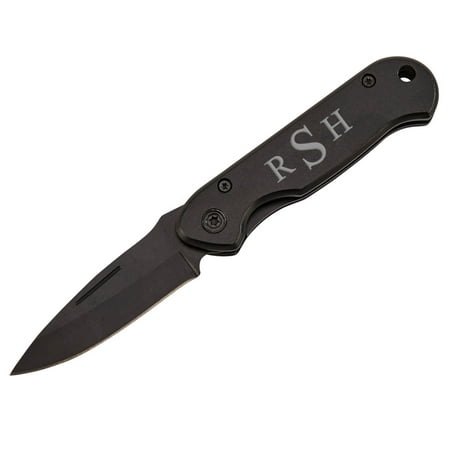 Personalized Black Pocket Knife - Monogram Style