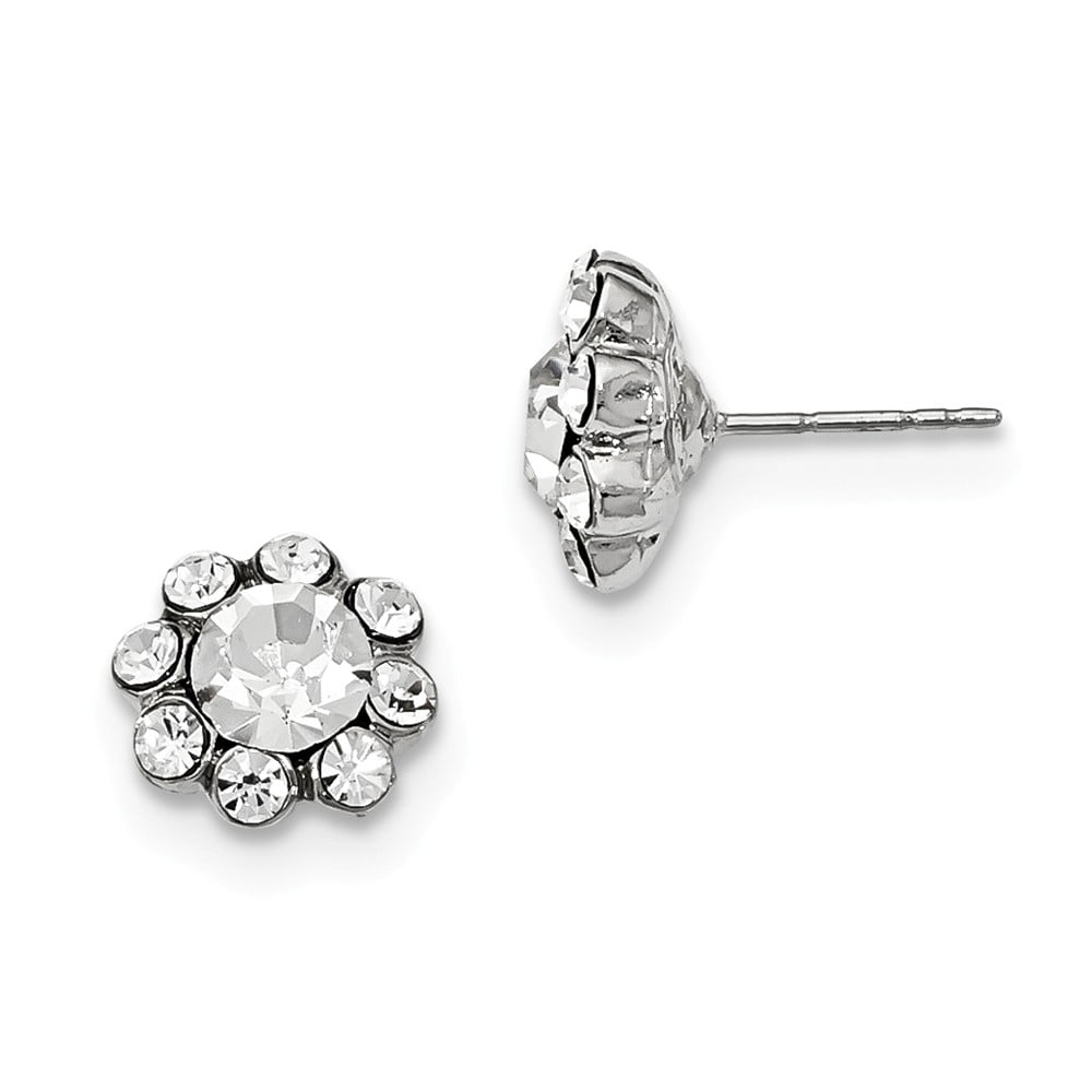 Perfect Jewelry Gift Silver-tone Clear Crystal Post Earrings
