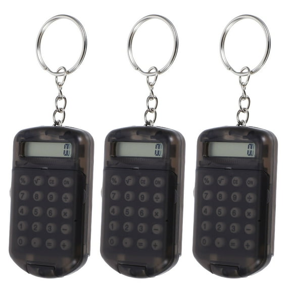 FRCOLOR 3Pcs Mini Calculator Keychain Portable Cute Cartoon Calculator Electronic Pocket Calculator with Key Ring for Children Students School Supplie