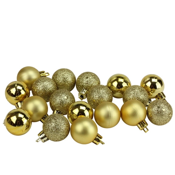 18ct Shatterproof Vegas Gold 4-Finish Christmas Ball Ornaments 1.25" (30mm)