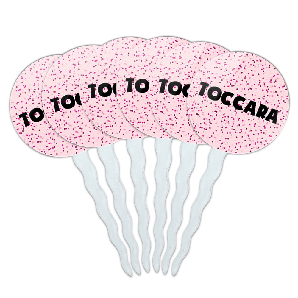 Toccara Cupcake Picks Toppers - Set of 6 - Pink Speckles