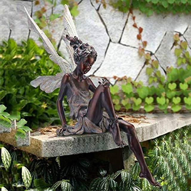 Adorno de jardín rojo Hada Mágica Sentada, Tudor y Turek Sentado Resina Decoración de Jardín 91222cm
