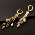 thumbnail image 3 of Delicados pendientes colgantes de circonita con incrustaciones de colores chapados en oro para mujer, 3 of 5