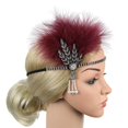 thumbnail image 5 of 1920s Feather Headband Flapper Headpiece Fancy Headdress Fascinator Red, 5 of 7
