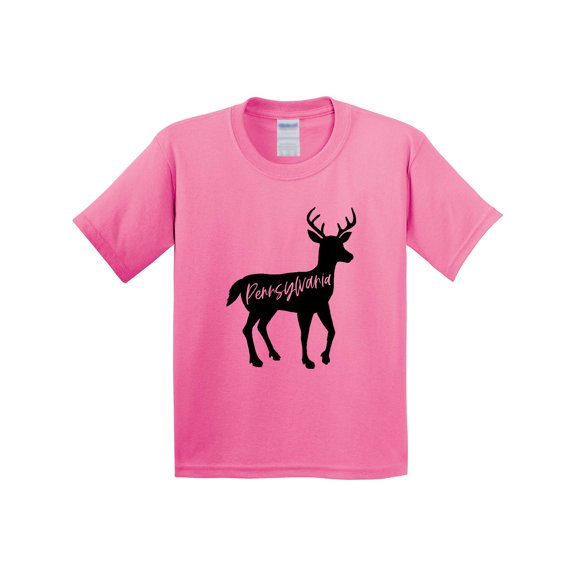 Inktastic Pennsylvania Black Deer Silhouette Youth T-Shirt