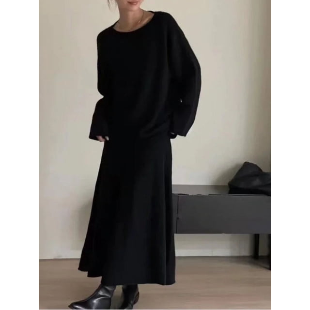 Ensemble Robe Tricotée pour Femmes Chandail Longue Robe Deux Pièces Ensemble Mode Élégant Vêtements Paresseux pour Femmes