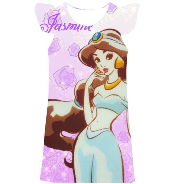 Vestido de jazmín de Disney a la moda, vestidos de dibujos animados para niños, vestido bonito de cumpleaños, disfraz de chico, vestido de princesa jazmín para niñas 2- 10T10T Gao Jinjia LED