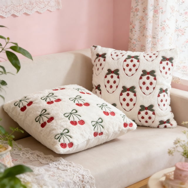 Funda de almohada de huevo de Pascua bordado rojo tridimensional, funda decorativa para cojines, funda de cojín de lino de poliéster, cremallera oculta, resistente al color, de una pieza