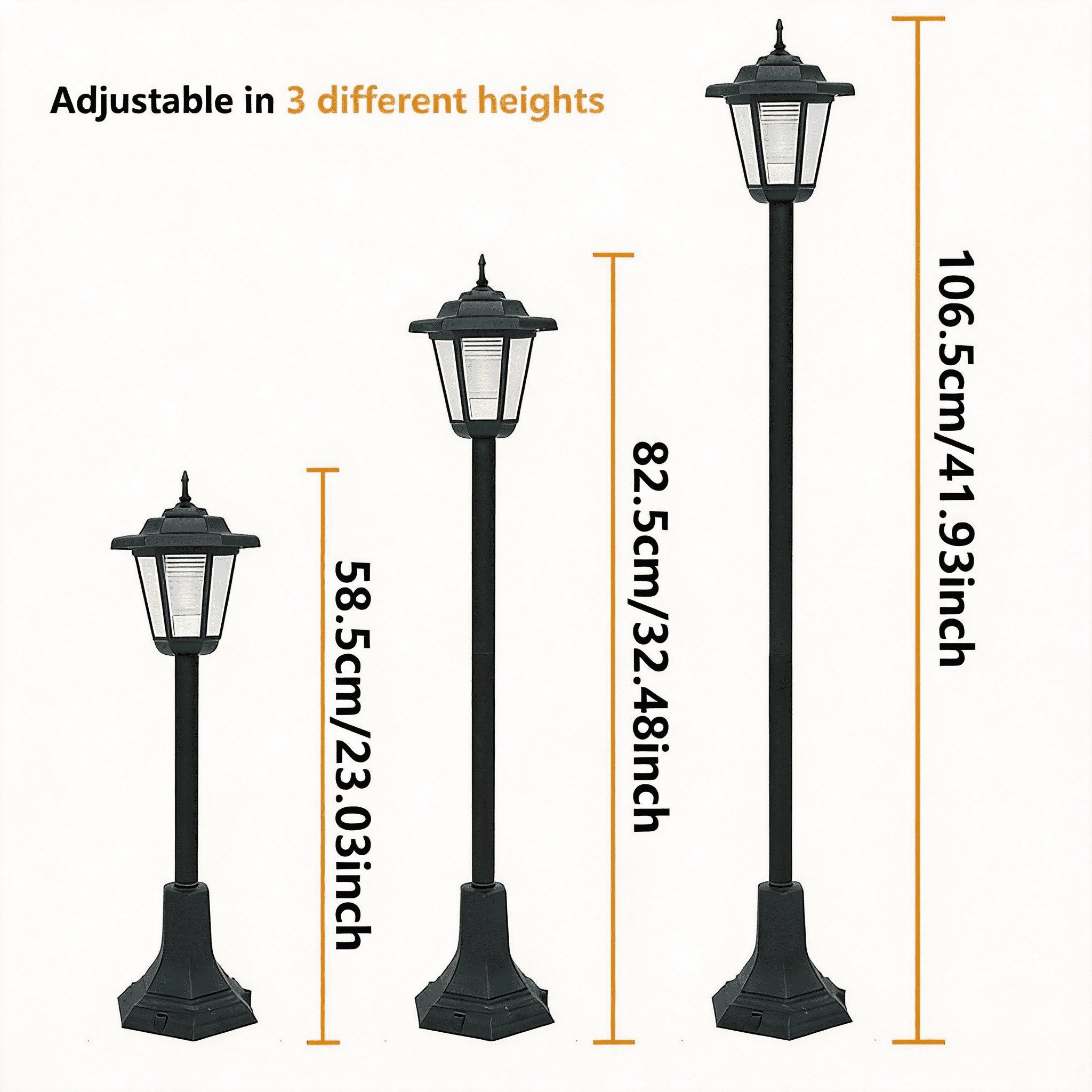 DJGIFI Solar Garden Pathway Driveway Light Vintage Adjustable Height Auto on/off Warm White LED