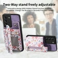 thumbnail image 6 of Allytech Galaxy S22 Case with Zipper Pocket & Cards Holder, Floral Slim Wallet Case for Girls Women Shockproof Stand Compatible with Car Mount Phone Case for Samsung Galaxy S22 -Purple, 6 of 9