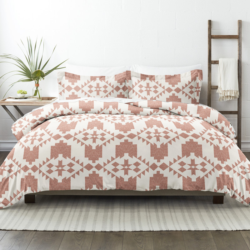 Noble Linens Clay Adobe Diamond Reversible 3-Piece Duvet Cover Set, King/Cal King