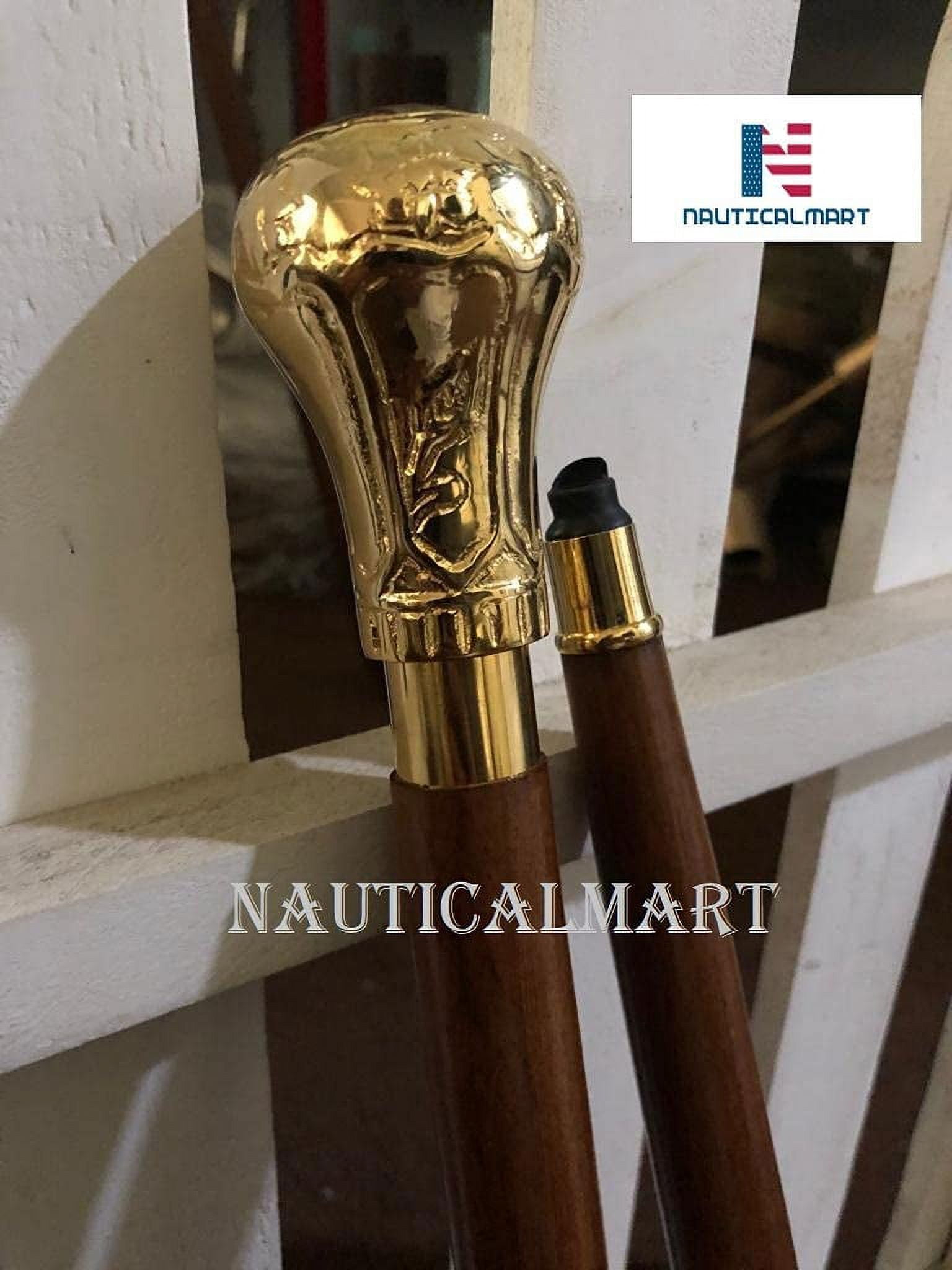 Gold Plated Replica of Bat Masterson Knob Handle Walking Cane