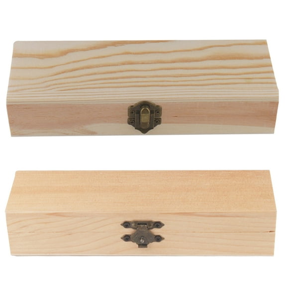 SPRING PARK Wooden Pencil Box, Wooden Box with Lid, Solid Wood Sketching Pencil Box for Children Stationery Storage