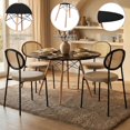 thumbnail image 4 of LeisureMod Modern 5-Piece Round Dining Set with Black MDF Table and 4 Leather Upholstered Chairs, Kitchen & Dining Room Furniture, Taupe, 4 of 9