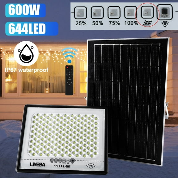 600W LED Solar Flood Light Outdoor Street Light Dusk to Dawn Spotlight Wall Lamp