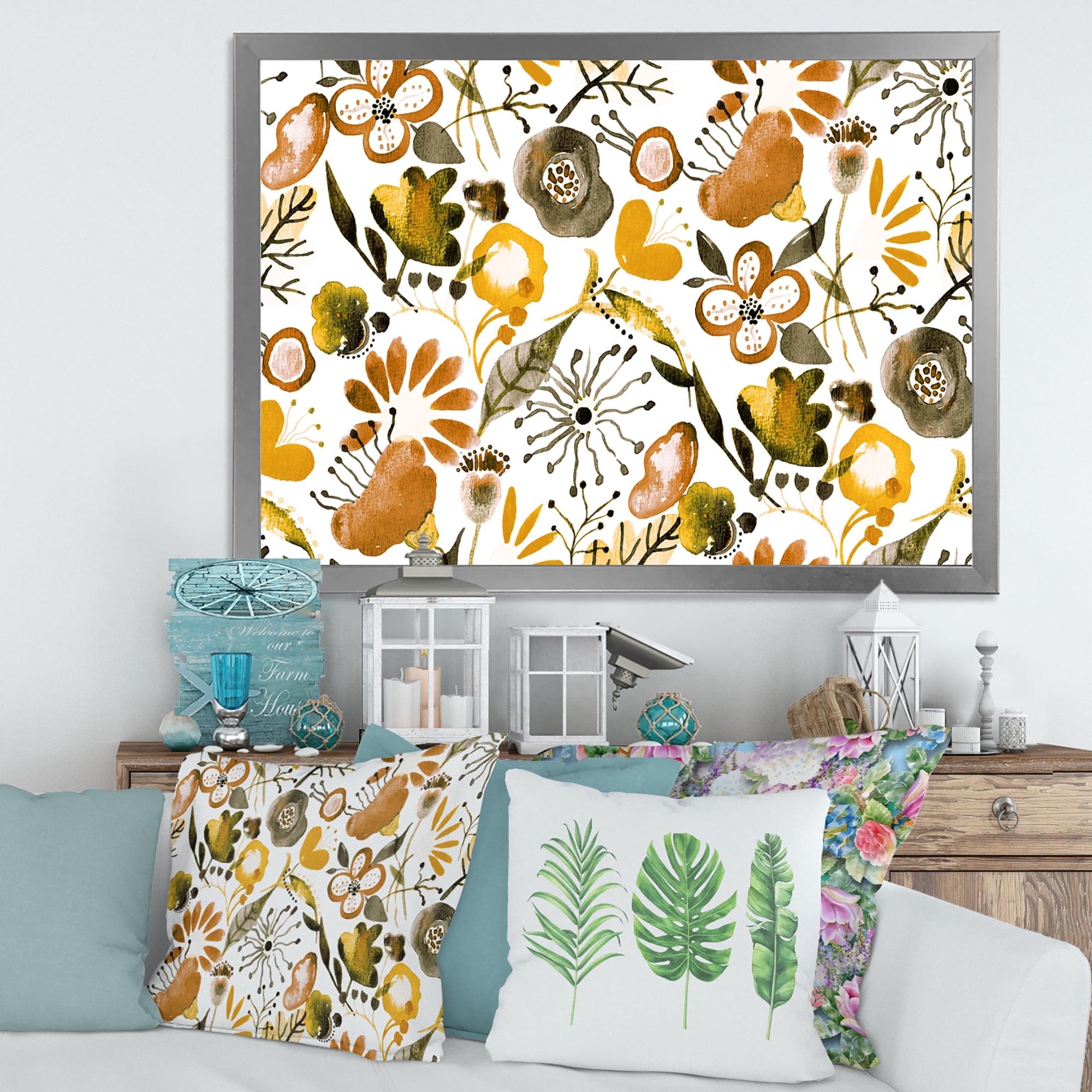 Designart 'Vital Abundance Of Wildflowers I' Modern Framed Art Print