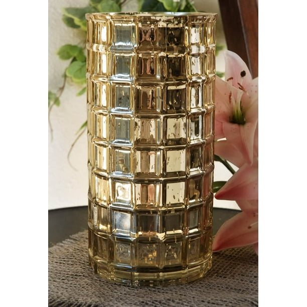 Mercury Glass Vase Gold 10 inch