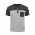 thumbnail image 5 of USNSM Men's Henley Shirts Short Sleeve Button T-Shirts Casual Summer Classic Pocket Color Block Pullover Tee Tops Gray XXXL, 5 of 8