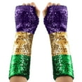 thumbnail image 2 of Moocorvic Long Fingerless Sequins Gloves for Women, Arm Sleeves Party Costumes,Green, 2 of 4