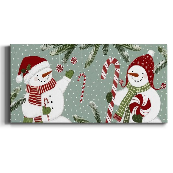 Peppermint Snowman Collection D- Gallery Wrapped Canvas