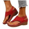 thumbnail image 1 of Sandales Compensées pour Femmes Soutien de Voûte Sandales à Bride de Cheville Gougounes Confortables Légères Chaussures de Plage Rouges Taille 8,5, 1 of 6